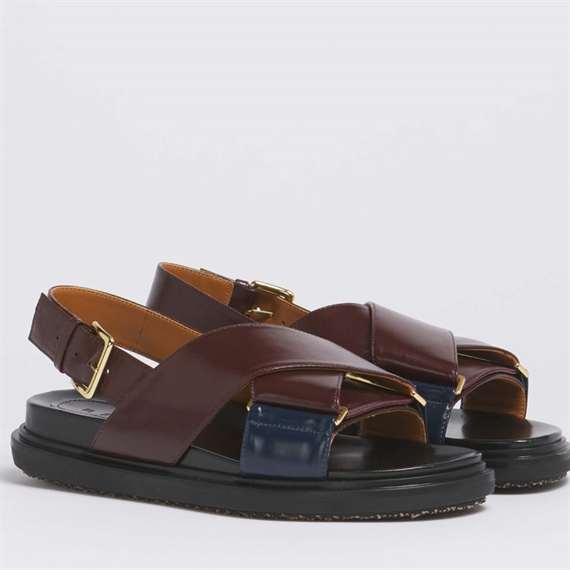 Marni Fussbett Sandaler, Bordeaux/Blue